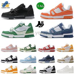 Luxury Women Mens Virgil trainers Platform Casual Shoes Designer Calf Leather Denim Abloh Black White Pink Green Blue Fashion Plate-forme Sneakers