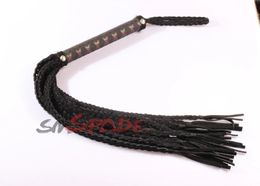 15% off sex leather flogger whip black suede plaited tails and heatshrink pipe smooth handle adult product toy 240117