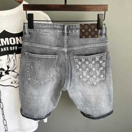 Men's Jeans Designer Personalized Internet Celebrity Print Five Point Denim Shorts for Men Summer Thin Style Brand Versatile Korean Elastic Hand 119