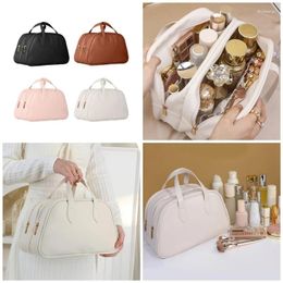 Cosmetic Bags Trendy PU Women's Bag Versatile Travel Toiletries With Double Zippers Perfect For Business And Everyday