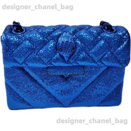 Shoulder Bags Shiny Glitter Mini Blue Women Handbag Bling Sequin Quilted Fashion Cross Body Bag T240116