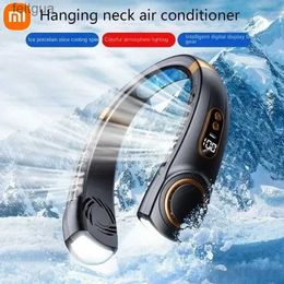 Electric Fans Portable Neck Fan 6000mAh USB Rechargeable Air Conditioning Fan Air Cooler 5 Speed Air Conditioner For Outdoor Sports YQ240118