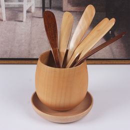 Solid Wood Jam Butter Knife Dining Room Cake Dessert Bread Knives Kitchen Wooden Tableware Beauty Mask Mud Scraper Supplies BH6083 FF