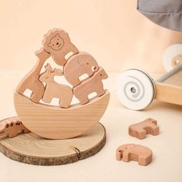 Sorting Nesting Stacking toys 6Pc/Set NEW Animal Beech Wooden Nesting Stacking Building Blocks Toy BPA Free Baby Montessori Games Educational Toys Gifts 240118