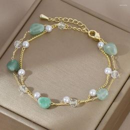 Charm Bracelets Temperament Crystal Bracelet Female Niche Design Sense Candy-colored Pearl Hand Decorated Girl Sweet