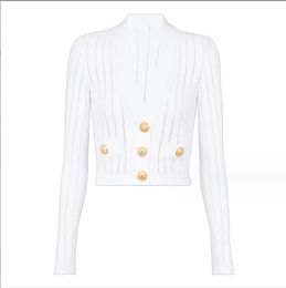 11000 2024 Runway Summer Brand SAme Style Sweater Long Sleeve V Neck Cardigan Fashion Clothes Black White High Quality Womens Mash