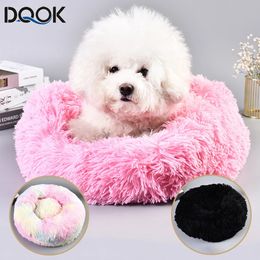 Super Soft Pet Bed Kennel Dog Round Cat Winter Warm Sleeping Bag Long Plush Large Puppy Cushion 240118