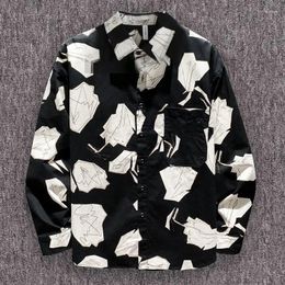 Men's Casual Shirts Mens Long Sleeve 2024 Fashion Japanese Streetwear Men Printed Designer Clothes Cotton Shirt Quality Twill