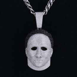 KRKC CO Custom Horror Scary Ghost Halloween Hip Hop Jewellery Gift Michael Myers Mask Halloween Pendant