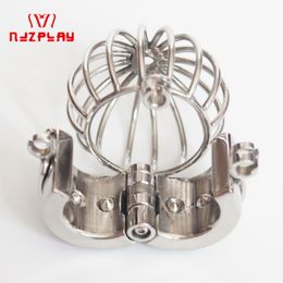 Stealth Lock Design Scrotum Pendant Stainless Ball Stretchers Cock Ring Locking Male Chastity Sex Toys452