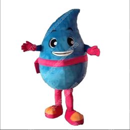 Performance Blue Water Drop Mascot Costume Halloween Fancy Party Dress Cartoon Character Outfit Suit Carnival Adults Size Birthday Outdoor Outfit