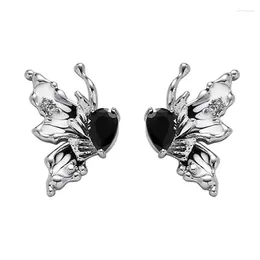 Stud Earrings Eetit Exquisite Enamel Black Glass Butterfly Fashion Zinc Alloy Metal Prevent Allergy Charm Jewellery 2024 Gift