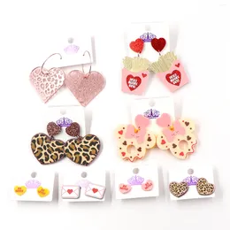 Dangle Earrings Set Of 8pair Top Fashion CN Leopard Heart Mouse Doughnut TRENDY Valentine's Day Acrylic Jewellery For Women