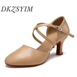 DKZSYIM Women Dance Shoes Latin Party Tango Jazz Elegant Dancing Shoes Lace-up Suede Sole Closed Toe Microfiber Leather 7 Colours 240117