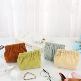 Storage Bags Portable Corduroy Elastic Bag Coin Purse Pouches Women Travel Mini Makeup Cosmetics Hair Tie Organizer