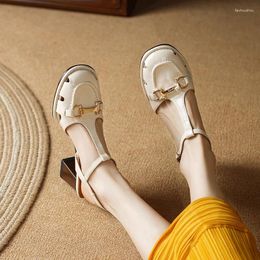 Sandals 6.5cm Kitten Heel With Belt And Buckle Vintage Style Summer.