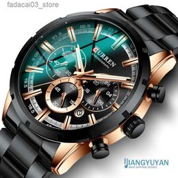 Other Watches CURREN 2023 Mens es Top Brand Big Sport Luxury Men Military Steel Quartz Wrist es Chronograph Design Male Clock Q240118