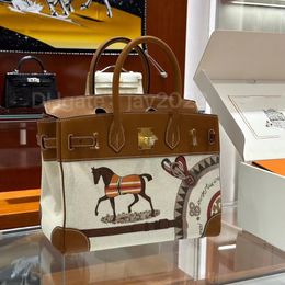10S tote bag wax thread designer bag real leather 25cm30cm fully handmade bag Limited edition horse Totem bag luxury purse wax line stitching High-end customization