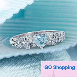 Top New Blue Color Heart of the Ocean Ring Love Women's Peach Heart Rings