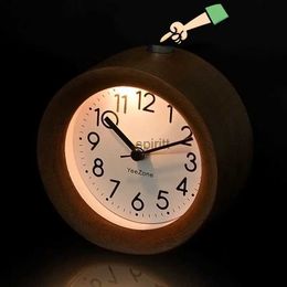 Desk Table Clocks Solid Wood Small Alarm Clock Student Special Desktop Swing Table Clock Children Get Up Artifact Table Clock YQ240118