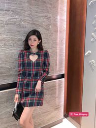 Designer Basic & Casual Dresses Shenzhen Nanyou high-end Miu family autumn and winter style salt sweet machine lattice drill dress Z7PI