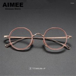 Sunglasses Frames Vintage Round Titanium Glasses Frame Japanese Handmade Men Women Optical Prescription Eyeglasses Myopia Spectacle Eyewear