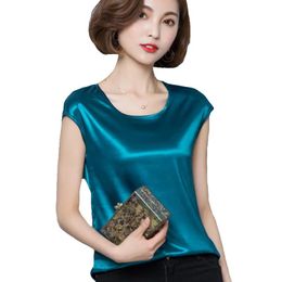 Capris Summer Satin Blouse Women Blouses Plus Size 4XL Imitation Silk Shirt Woman Tops Batwing Sleeve Casual Shirts Pink White Green