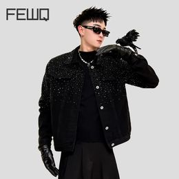 FEWQ Men's Jacket Trend Slim Fit Casual Versatile 2023 Turndown Collar Long Sleeve Flash Design Male Coat Fashion 24X2210 240117