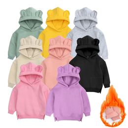 0-7Y Baby Boys Girls Clothes Winter Spring Cute Hoodies Korean Kids Hoodie Thicken Fleece Sweatshirt Children's Clothing Coats 240117