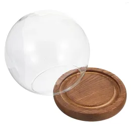 Storage Bottles 1 Set Of Round Shape Glass Cloche Globe Display Dome With Wood Base Case For Eternal Flower