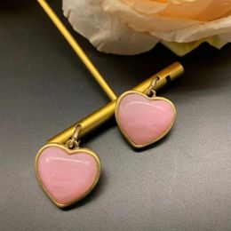 Stud Earrings Sweet And Romantic Pink Heart-shaped Retro Style Simple Generous Temperament