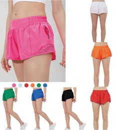 designers lululemenly womens yoga Shorts Fit Zipper Pocket High Rise Quick Dry Womens Train Short Loose Style Breathable gym Quality Classic design 7132ess