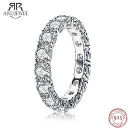 Band Rings AnuJewel 4mm D Color Moissanite Eternity Band R925 SterlSilver WeddRings For Women Jewelry Wholesale J240118