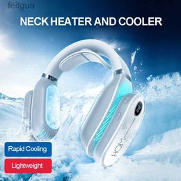 Electric Fans Portable Fan Mini Hanging Cooling Neck Fan Massager Cooler Heater Portable Air Conditioner Leafless Wireless Hot and Cold YQ240118