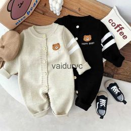 Rompers Pullover Autumn New Baby Long Sleeve Knit Romper Infant Boy Cute Bear Sweater Newborn Toddler Girl Jumpsuit Knitted Clothes 0-24Mvaiduryc