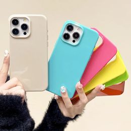 Candy Solid Colour Silicone Neon Fluorescent Soft Case for IPhone 15 14 13 12 11 Pro Max Shockproof Protection Cover