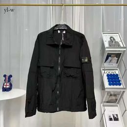 Outerwear Designer Badges Zipper Shirt Jacket Loose Style Spring Autumn Mens Top Oxford Breathable Portable High Street Stones Rock Island Clothing Jacke 7479