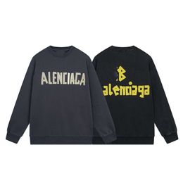 designer hoodie balencigs Fashion Hoodies Hoody Mens Sweaters High Quality Version 23ss Classic Tape Direct Spray Printing Washed Worn Out Old Round Swe G82M