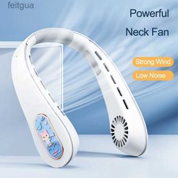 Electric Fans New Portable Neck Fan High-Capacity Battery Low Noise Strong Wind Powerful Electric Fan USB Rechargeable Leafless Air Cooler Fan YQ240118