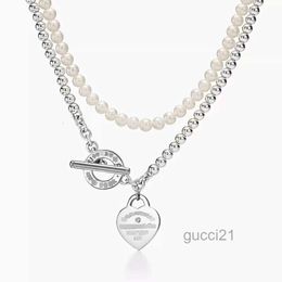 Necklace Classic Popular Temperament S925 Sterling Silver Ot Buckle Layer Shaped Pendant with Diamond for Women 9Q2M