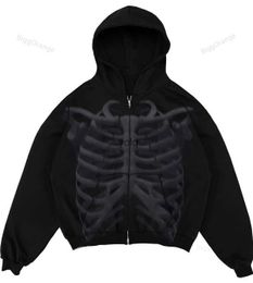 Men's Hoodies Sweatshirts Lung skeleton pattern printed hoodie street Gothic autumn/winter loose fitting men's and women's pure cotton hoodie top y2kyolq