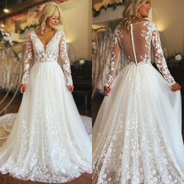 Luxury Mermaid Wedding Dress for Bride Long Sleeves Illusion V Neck Appliqued Lace Bridal Gowns for Nigeria Black Women For Marriage Gorgeous Dresses Plus Size NW054