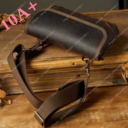 High quality Handmade Cowhide Leather bags Small Men's Shoulder Horse Bag Fashion Cross Body Crazy 10A+