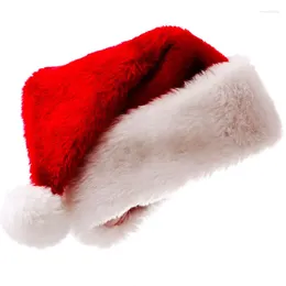 Berets High Quality Christmas Xmas Soft Hat Santa Claus Red Short Plush Noel Merry Christma Decor Gift Happy Year