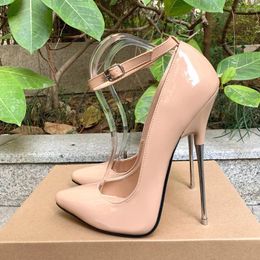 Dress Shoes Shiaopick Super High Heels 16cm Stilettos All Apricot Women Pumps Ankle Strap Fetish Customize Gay SM Unisex Man Plus Size