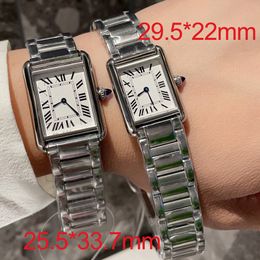 Luxury Womens Wrist Watches Tank Must for Women Quartz Sapphire Square Pointed Crown Platinum Face Stainless Steel Ladies Elegant Gift
