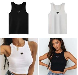 Designer Womens Tank Tops T Shirts Summer Women Tops Tees Crop Top Embroidery Sexy Off Shoulder Black Casual Sleeveless Backless Top Shirts Solid Color Vest05