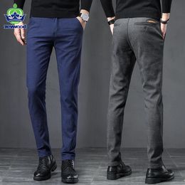 Pants Autumn Winter Men's Business Slim Casual Pants Frosted fabric Fashion Classic Style Elasticity Jobs Trousers Male Plus size 38