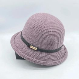 Berets Fashion Knitted Fisherman Hat For Woman Gift Curled Visor Fedoras Dome Top Winter Woollen Bucket Caps