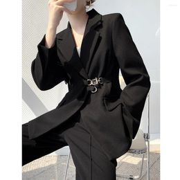 Women's Two Piece Pants Black Blazer Trousers Woman Pantsuit Long Sleeve Tops 2 Sets Suit 2024 Spring Female Solid Matching